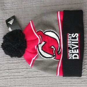 Adidas NJ Devils knit hat with pom